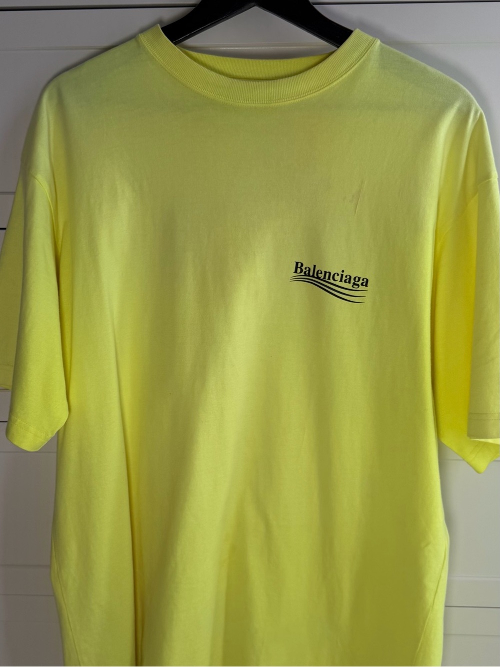 Balenciaga Wave Logo Oversized T-Shirt Fluo Yellow Size S